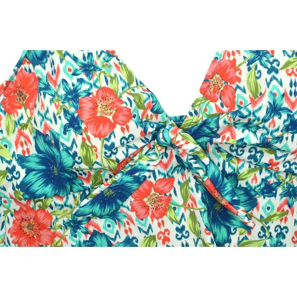 Swim Solutions Women's Simply Sweet Printed Bow Tummy Control Tankini Top - Picture 3 of 5